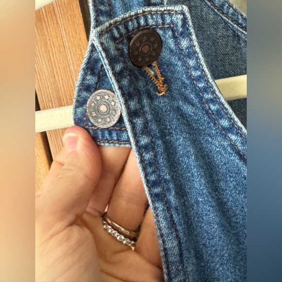 Vintage 90s Casey Coleman Bluebonnet Embroidered Denim Jumper Dress midi overall - Picture 11 of 11